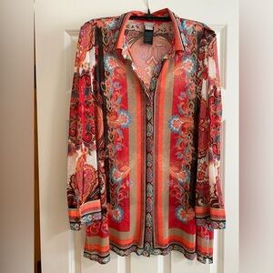 Chico’s brand blouse. Size 2.  Polyester mesh fabric.